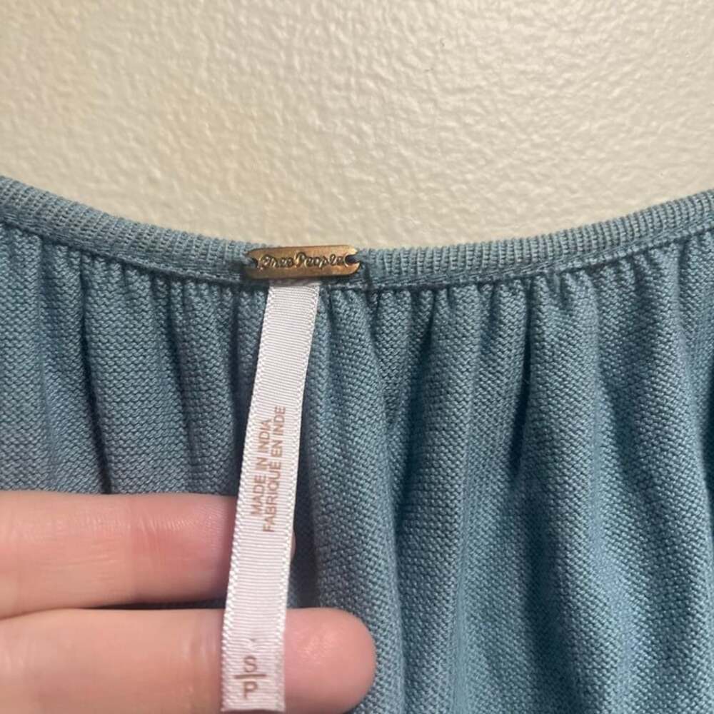 Free People Prairie Days Blue Embroidered Top Blouse - Picture 5 of 6